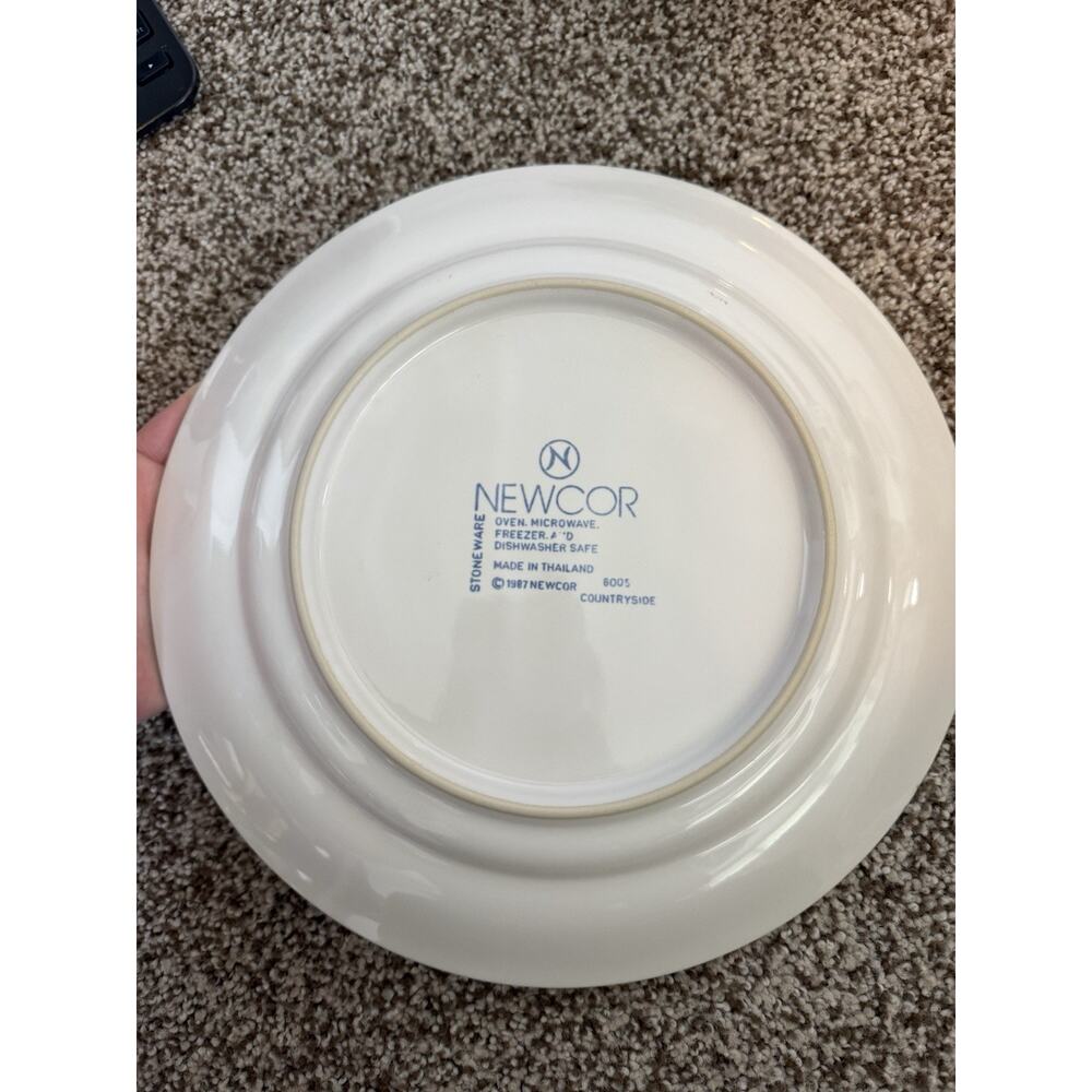 Newcor VINTAGE Blue Geese Dinner Plate Stoneware Countryside 10 5/8" Set Of 5 - Picture 5 of 6